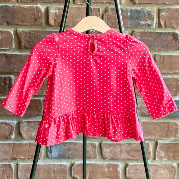 6-12M Gap Peplum Top - Coral with Polka Dots - Picture 2 of 2
